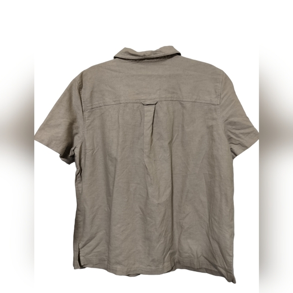 2417)Kathie Lee Women Tan Linen Blend Short Sleeve Button Down Shirt Sz 18W/20W - Picture 3 of 7
